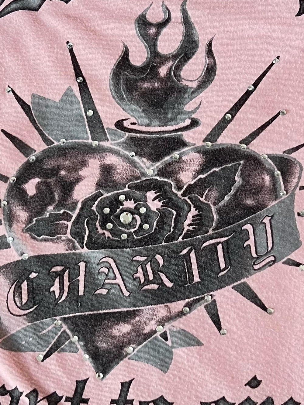 Faith Connexion Y2K Rhinestone Graphic Racerback Tank Top Pink S - Picture 3 of 13